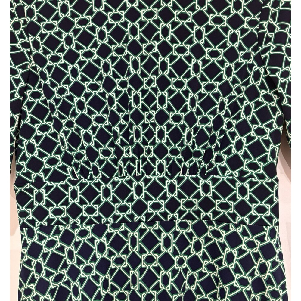 London Times Dress Women's Size 6P Petites Navy Blue Green Printed A-Line NWT - Picture 4 of 12